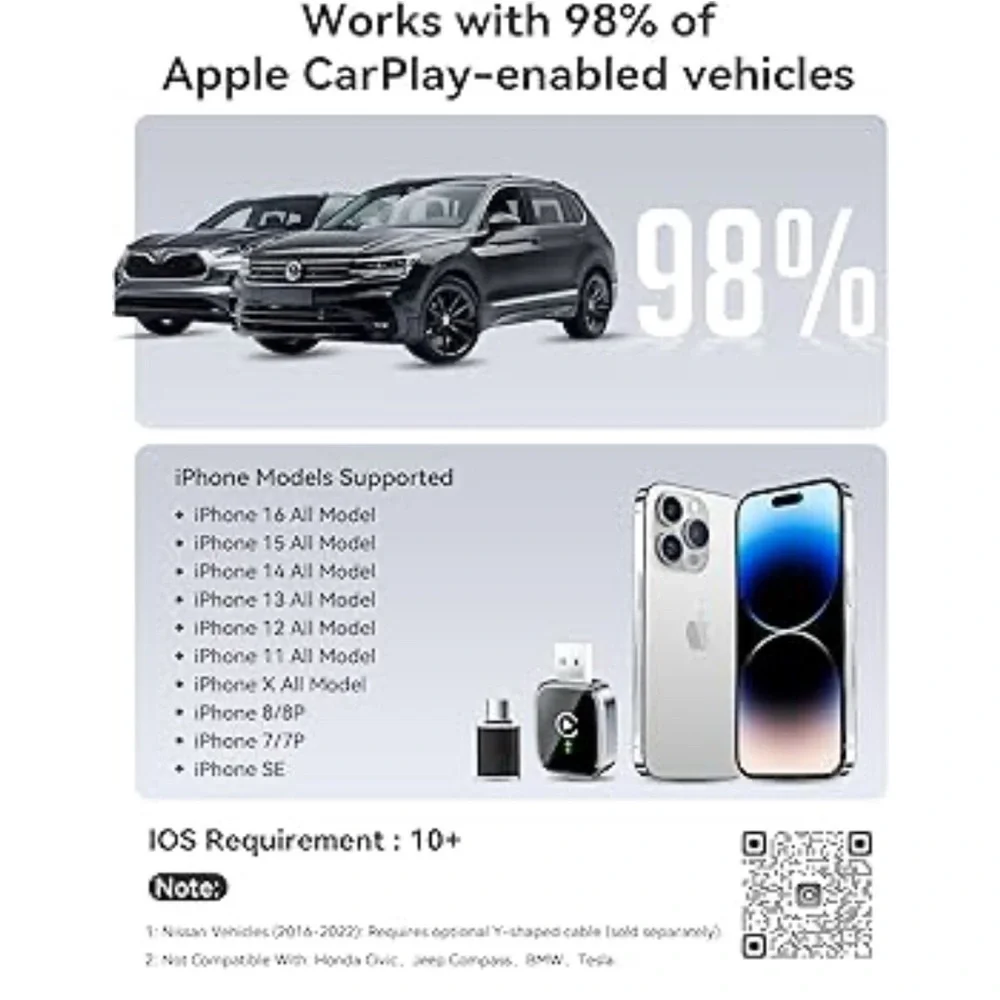 Black Wireless Apple CarPlay Dongle